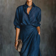 Cyflymder Autumn Long Sleeve Cardigan Top +Maxi Skirts 2 Pieces Sets Europe Americ Solid Elegant Simple Suit Fashion Woman Outfits