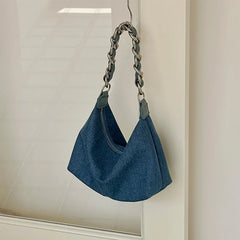 Cyflymder Casual Denim Dumplings Armpit Bag Female Chain Underarm Tote Handbags Summer New Design Daily Single Shoulder Crossbody Bags Sac