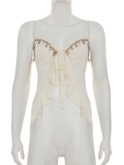 Cyflymder Holiday Split Mesh Camis Tops Beach Style See Through Sexy Slim Deep V-Neck Sleeveless Tank Tops Women Summer Fashion