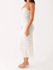 Cyflymder Elegant Floral Print Maxi Dress with V-Neckline and Adjustable Spaghetti Straps Casual Summer Boho Beach Dress