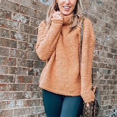 Cyflymder Women Thickened Warm Padded Sweatshirt Autumn Winter Daily Casual Long Sleeve Turtleneck Hoodie Korean Female Pullover Outerwear