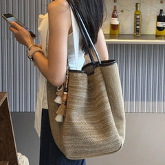 Cyflymder Large Capacity Woven Tote Women Bag NEW Bohemian Paper Rope Straw Bag Fashion Travel Beach Bags for Women Shoulder Bags Shopper