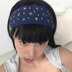 Cyflymder Retro y2K Star Rivet Wide Edge Personality Blue Pink Headband New Charms Hipster Vintage American Style Hair Hoops Headband