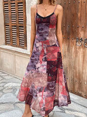 Cyflymder Women's New Maxi Dresses Summer Streetwear Fashion O-Neck Casual Slim Dress Sexy Red Print Elegant Female Sling Dresses Clothing