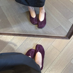 Cyflymder Tabi Shoes Heels for Women Elegant Purple Pleated Leather Mid Heel Pumps Spring Autumn Round Toe Slip-on Heeled Shoes Designer