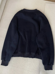 Cyflymder Korean Casual All Match Thick Fleece-lined Cartoon Jacquard All Match Loose Solid Sweatshirts