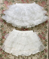 Cyflymder Japanese Harajuku Sweet Lace Mesh Pumpkin Safety Shorts Y2k Kawaii Ruffles Bloomers Women Elastic Waist Victorian Lolita Pants