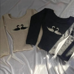 Cyflymder New Autumn Winter O Neck Long Sleeve Knitted Pullovers Y2k Aesthetic Constrast Color Cute Embroidery Sweater All Match Jumper