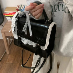 Cyflymder Korean Kawaii Lace Fashion Handbags Women All Match Sweet Mini Backpacks Y2k Aesthetic Casual Simple Schoolbags Trendy Preppy
