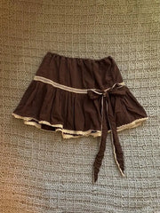 Cyflymder Sweet Skirt Y2k 90s Lace Slim Aesthetic Harajuku Bow Summer Hot Girl Short Skirt Woman Clothes Kawaii Basics Elegant Fashion Emo