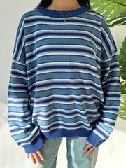Cyflymder Casual V-Neck Sweater Women s Loose Knit Pullover Long Sleeve Striped Jumper Autumn Winter Warm Knitwear Tops for Ladies
