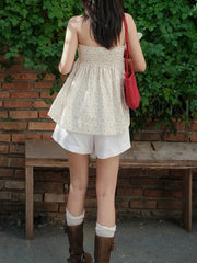 Cyflymder Women s Floral Print Strapless Tube Top with Pleated Detailing Backless Design and Perfect for Summer Clubwear