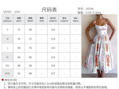 Cyflymder Retro Luxury Sardines Dress For Women Sexy Hand-Painted Printed Elegant Vest Summer Ladies Tight Chic Strap Long Dress