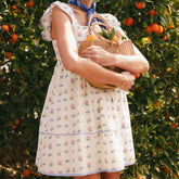 Cyflymder Women's Floral Prairie Chic Mini Dress Flying Sleeve Square Neck Babydoll Dress Short Smocked Back Dress