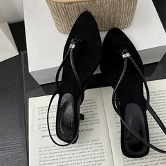 Cyflymder Fashion Metal Decoration Clip Toe Slip On Back Strap Sandals Women Casual Gladiator Low Thin Heels Beach Shoes Sandalias