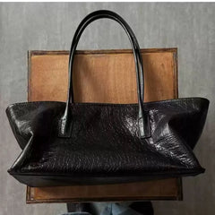 Cyflymder Retro Black Tote Bag Women Faux Crocodile Embossed Leather Large Capacity Shoulder Bag Ladies Fashion Commute Versatile Handbag