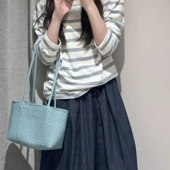 Cyflymder Korean Hand-Woven Women's Shoulder Bags,Designer Lightweight Breathable Versatile Daily Handbags,Large Capacity Casual Tote Bag