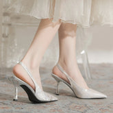 Cyflymder new bow crystal one-strap banquet socialite stiletto high heels Rhinestone sandals women shoes high heels