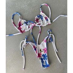Cyflymder Solid Split Micro Bikini Swimsuit Women Sexy Triangle Lace Up Bikini Push Up Summer New Bathing Suits Two Piece Beachwear