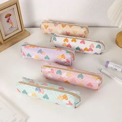 Cyflymder 1 Piece Small Cute Design Pencil Pouch for Student Sweet Heart Pencil Case Small Portable Pen Eraser Storage Bag School Supplies