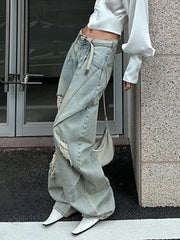 Cyflymder Retro Do Old Gallery Ripped Jeans Children Babes Loose Bf Lazy Wind Mopping Scimitar Pants