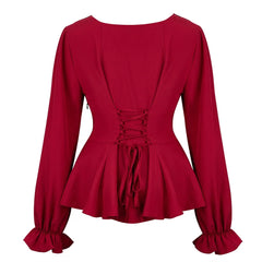 Cyflymder Women Gothic Shirts Pirate Boho Blouse Steampunk Vintage Shirt Renaissance Medieval Peasant Blouses Halloween Cosplay Costume