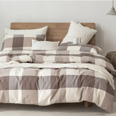 Cyflymder Boy Gray Plaid Duvet Cover Set Duvet Cover Soft Bedding Comforter Cover Set 1 Duvet 2 Pillow Shams