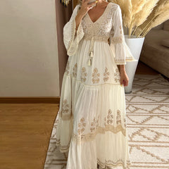 Cyflymder Mesh Spliced Elegant Plus Size Women Dress Crew Neck Casual Short Sleeve Loose Summer Female Party Evening Maxi Dresses Vestidos