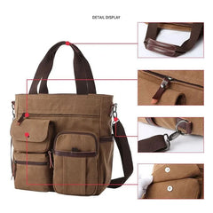 Cyflymder Men Canvas Messenger Bag Camping Crossbody Bags Sling Shoulder Bag for Travel Work College Reto Men's School Handbags Briefcase