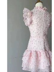 Cyflymder Sexy Sweet Mini Dresses Women Floral Printed Ruffles Flying Sleeve Bandage Princess Elegant Dress Summer Female Party