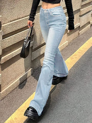 Cyflymder Woman Vintage High Waist Flare Jeans Female Stretchy Bootcut Tight Denim Pants Women Bell Bottoms Casual Slim Fit Trousers