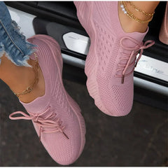 Cyflymder Women's Sneakers Breathable Casual Women Socks Shoes Lace Up Ladies Flats Female Spring Vulcanized Running Zapatillas De Mujer