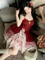 Cyflymder Vestidos De Fiesta Elegantes 2025 Temperament Chiffon Women Chiffon Ruffles Temperament Jacquard Waist Drawstring Pommel Dress