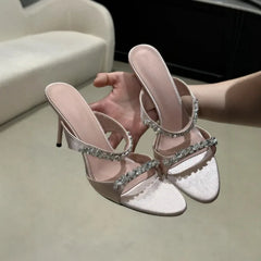 Cyflymder Summer New Women Shoes Luxury Rhinestone High Heeled Sandals for Woman Elegant French Casual Shoe Designer Shoes Sandalias Mujer
