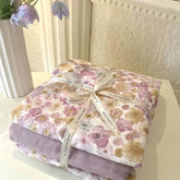 Cyflymder Vintage Garden Plants Herbs Floral Blossom Breathable Soft Pure Cotton (1Duvet Cover+1Flat Bedsheet+ 2Pillowcases) Twin Double