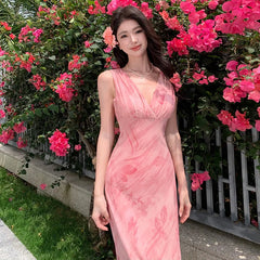 Cyflymder French Style Long Dress-Style Oblique Slim-fit Sexy Dress Ankle-length Dress For Vacation