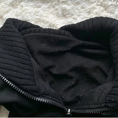 Cyflymder Y2K Gothic Women's Double Zipper Hoodie Coat Side Buckle Waist Slimming Long Sleeve Hoodie Sports Street Style Coat Punk