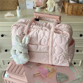 Cyflymder Heart Print Large Capacity Tote Bag Women Sweet Cute Pink Shoulder Bag Ladies Commuter Travel Portable Handbag 2025 New