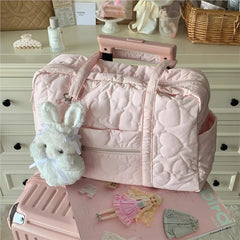 Cyflymder Heart Print Large Capacity Tote Bag Women Sweet Cute Pink Shoulder Bag Ladies Commuter Travel Portable Handbag 2025 New