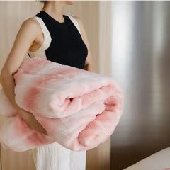 Cyflymder A-Class Autumn Winter Grid Milk Velvet Blanket Thick Warm Faux Fur Throw Blanket for Office Soft Multi-Purpose Anti-Static Shawl