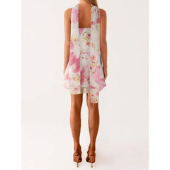 Cyflymder Women's Y2K Summer Mini Dress Floral Print/Solid Color Sleeveless Strapless Dress Backless Bodycon Tube Dress Clubwe