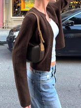 Cyflymder Sweater Cardigan Women Single Breasted Long Sleeve Elegant Vintage Jumper Solid Wool Knitted Autumn Winter Outwear Back