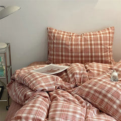 Cyflymder Fashion Plaid Bedding Set 100% Cotton Duvet Cover Set Home Textiles Nordic Bed Sheet Queen King Quilt Cover Pillowcase Bed Linen