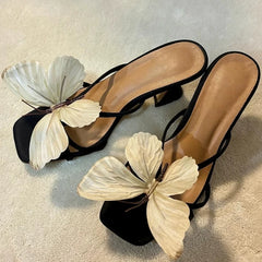 Cyflymder Spring and autumn 2025 new butterfly flip-top high heels with a fairy-like style and thick-heeled flip-flops women shoes pumps