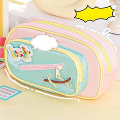 Cyflymder Gallery-Worthy Puff Pencil Case Quilted Makeup Organizer Holds 50+ Pens Kawaii Study Stationery Storage Bag Back To School