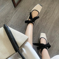 Cyflymder Shallow Mouth Women Female Shoes Mixed Colors Genuine Leather Sneakers Ballet Flats Square Toe Dress Moccasins Comfortable Cross