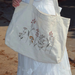 Cyflymder 2025 Embroidered New Single Shoulder Canvas Bags Versatile Casual Retro Ethnic Style Bag