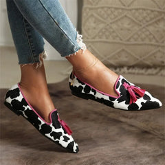Cyflymder Pointed Toe Korean Shoes Casual Female Sneakers Dress Flats Women Autumn Summer New Fall Leopard Rubber Med Leopard Flock