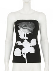 Cyflymder Basic Slim Floral Tube Tops Casual Slash Neck Sleeveless Tank Tops Women Summer Spring Fashion Streetwear Ladies