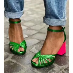 Cyflymder Women Sandals Fish Mouth Summer Large Size 43 Women's Shoes Elegant Heel Casual Ankle Buckle High Heel Platform Sandalias